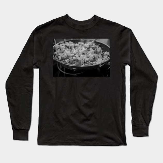 Egg and vegetable rice cooking on the hob Long Sleeve T-Shirt by yackers1